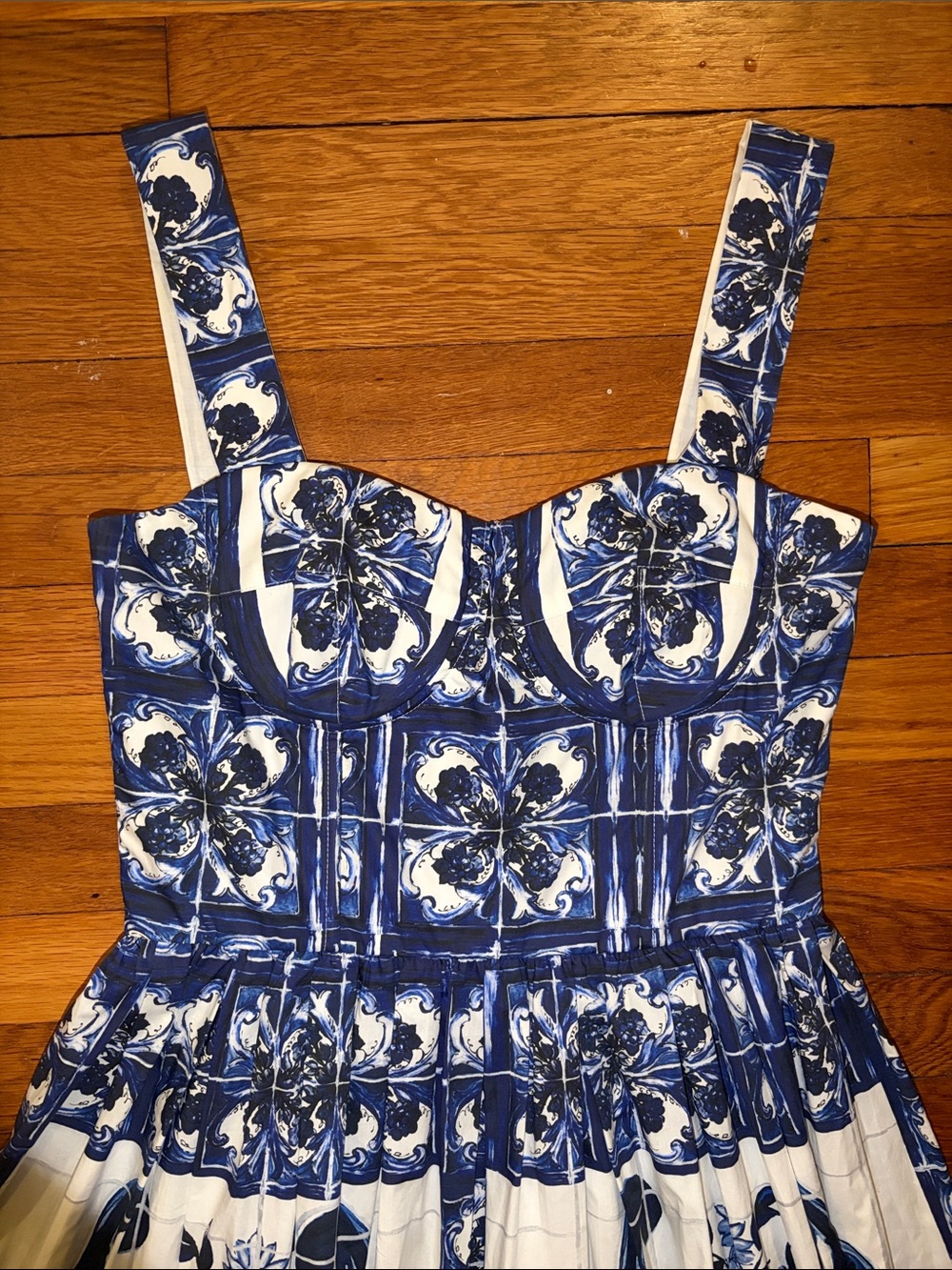 Dolce & Gabbana Bustier Midi Dress in Majolica-Print Poplin - IT 44 - US 8 - Picture 2 of 13